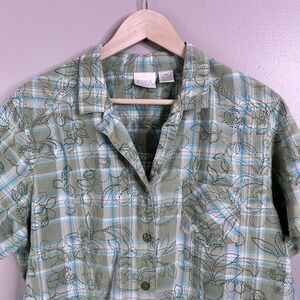 Vintage 100% Cotton Button Top Shirt  Erika Women Sz 2XL Pastel Cottagecore 90s